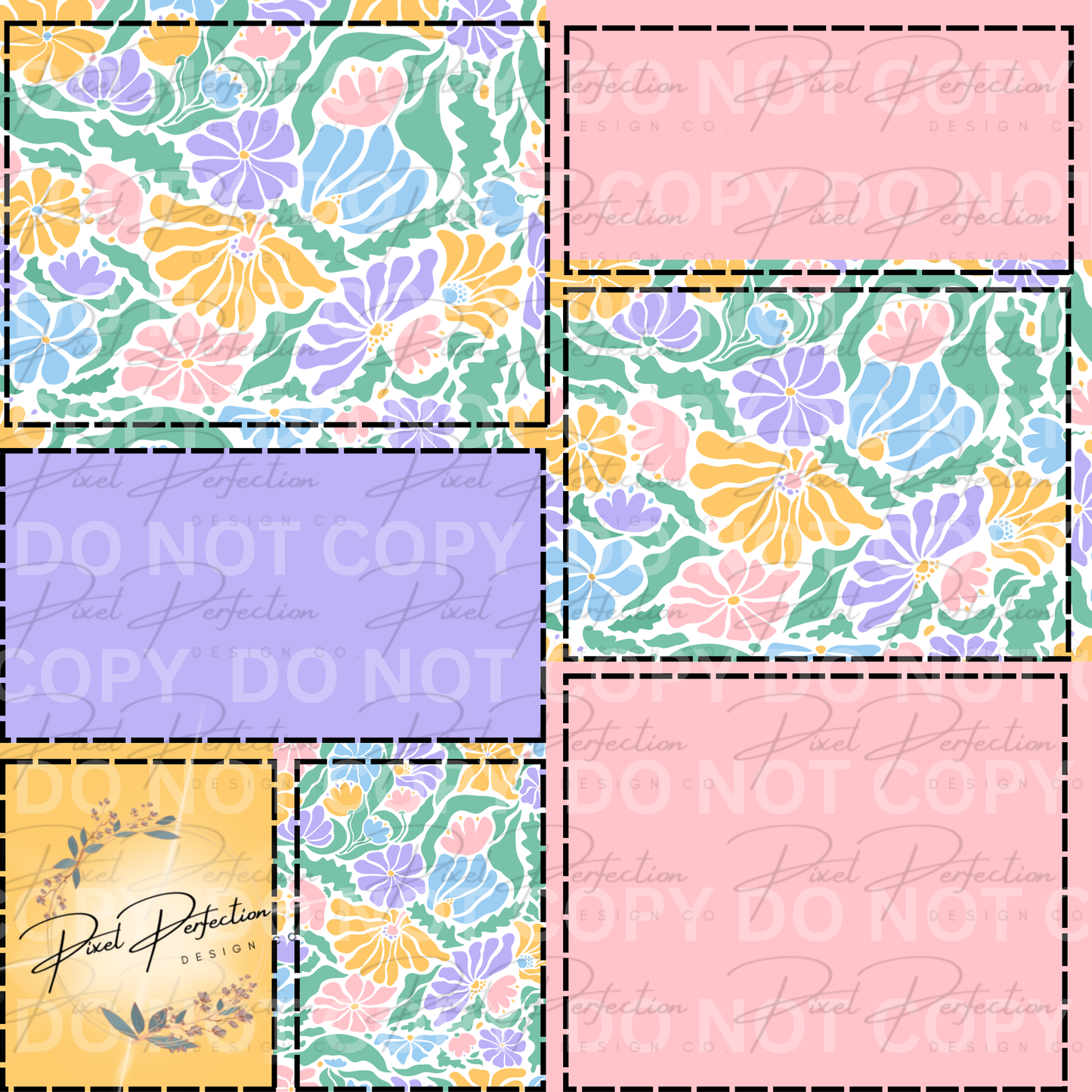 Spring floral patchwork seamless