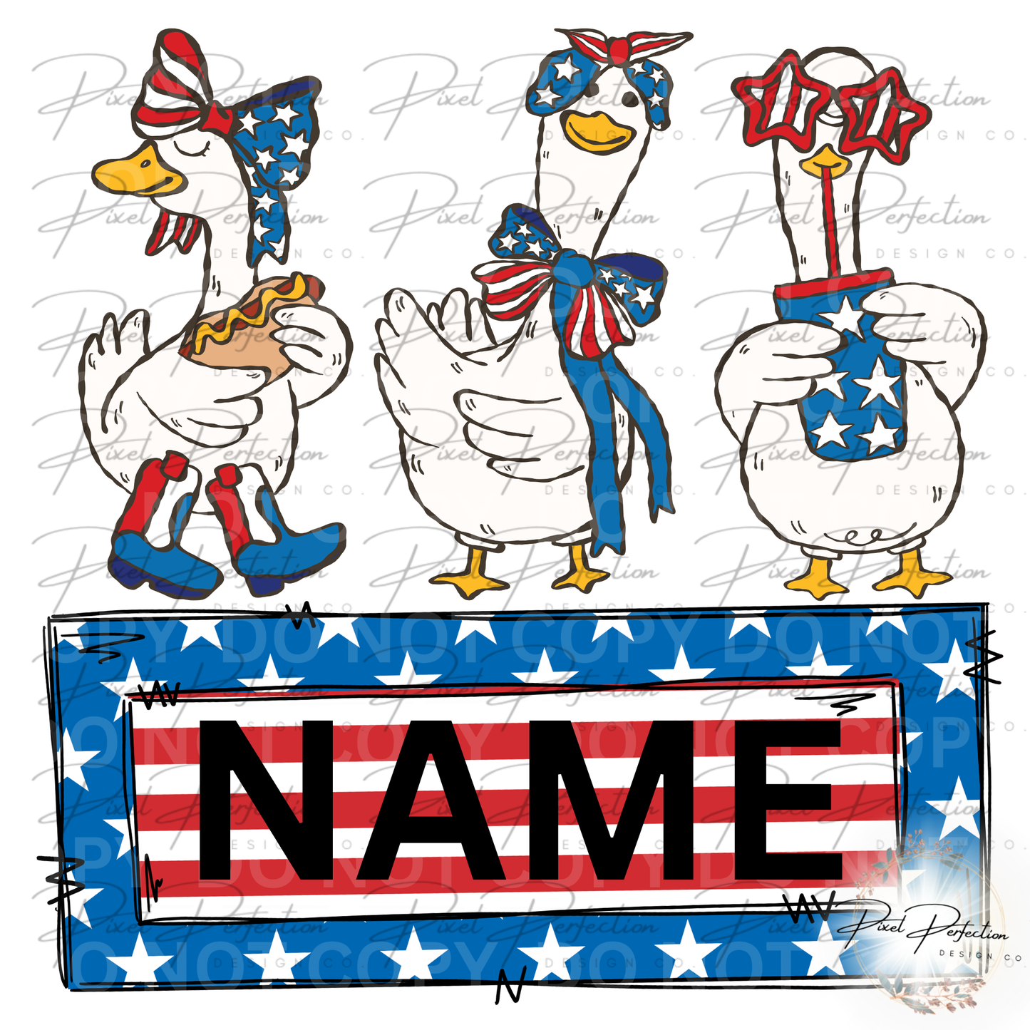 Fourth of July girl silly goose png