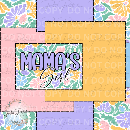 Spring floral mama girl patchwork seamless