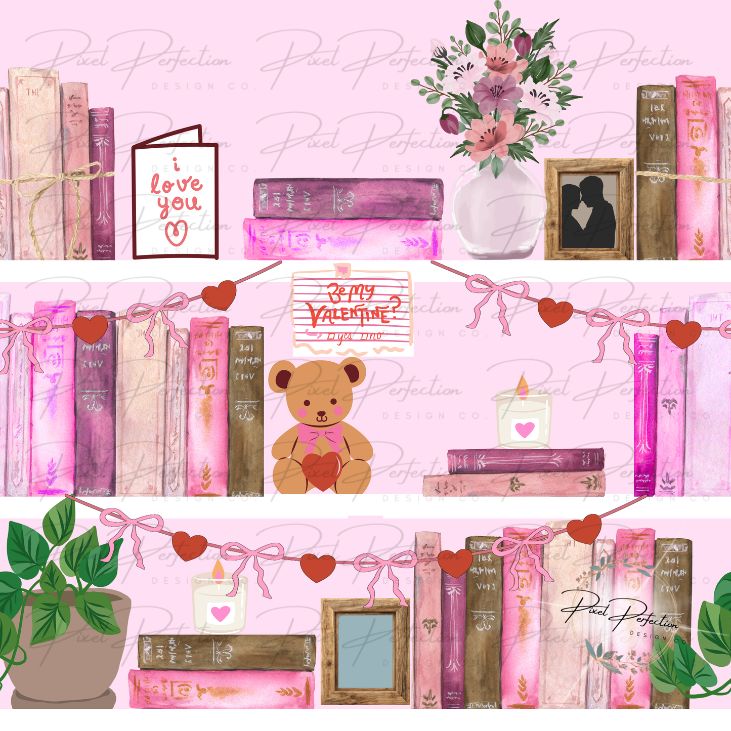 Valentines bookshelf seamless