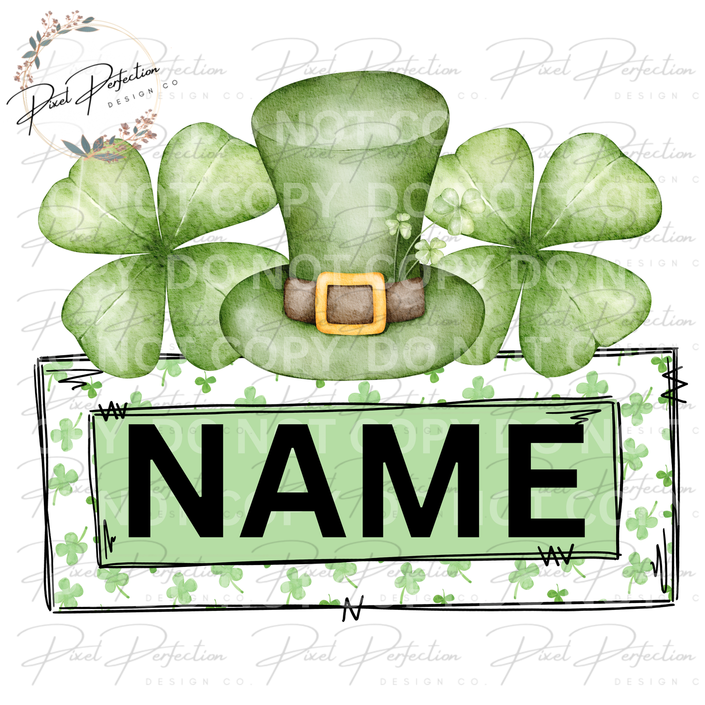 St. Patrick’s Day shamrock and hat name plate png