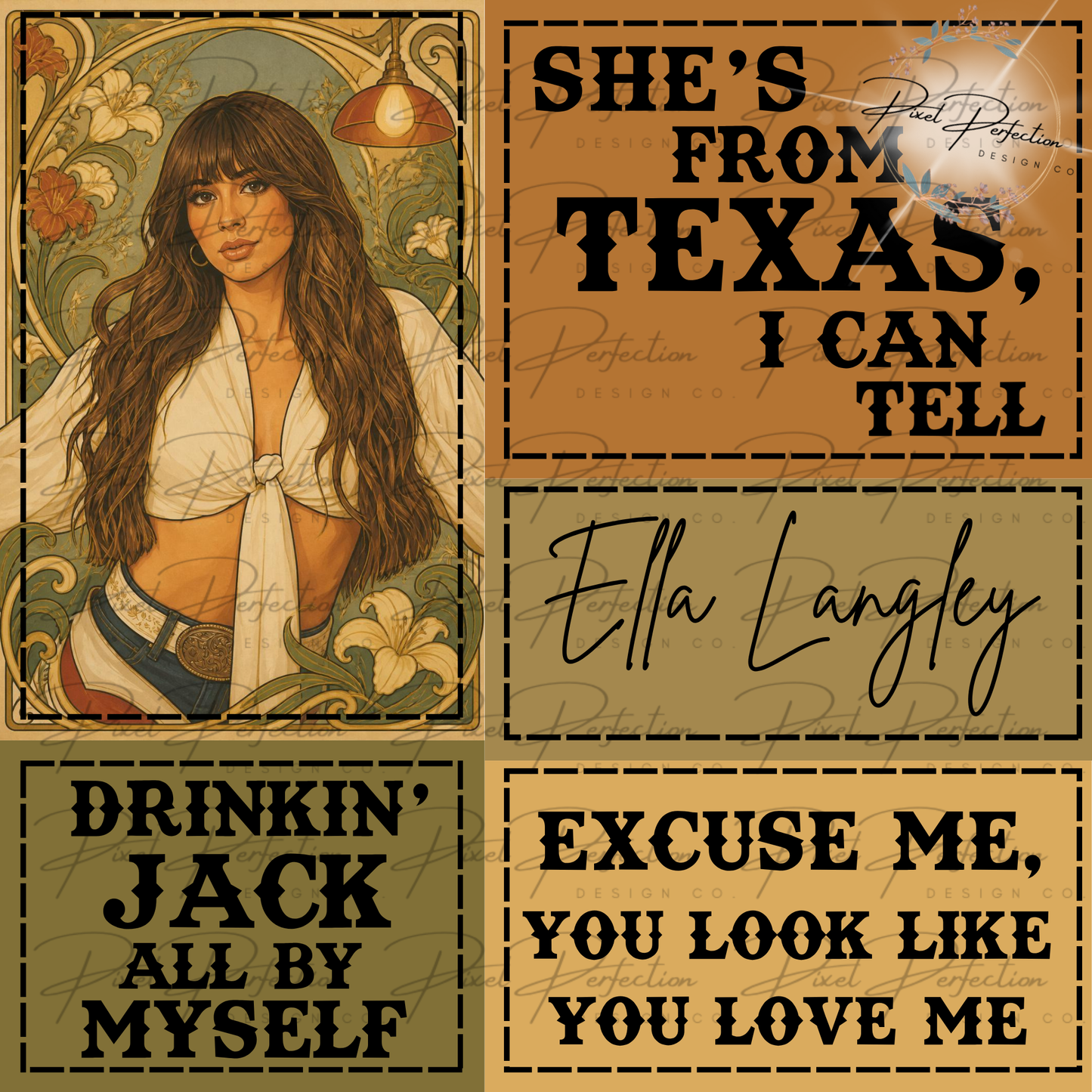 Ella She’s from Texas I can tell Patchwork seamless