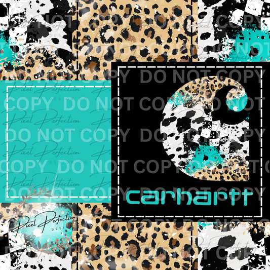 Blue collar leopard print cowprint turquoise patchwork seamless