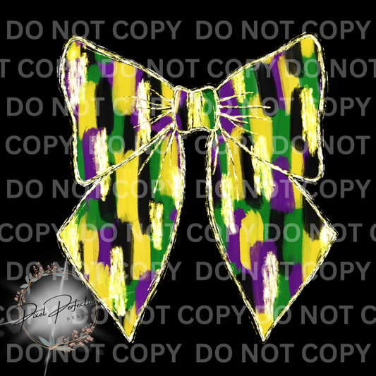Mardi Gras brush stroke bow #2 png