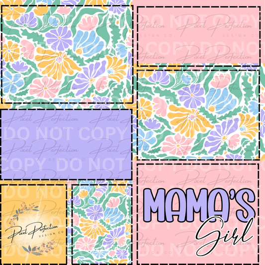Spring floral mama girl patchwork seamless