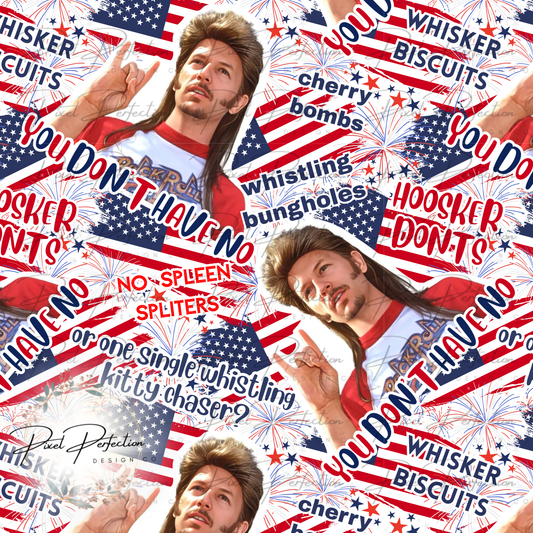 Fourth of July Joe dirt flag and fireworks quote seamless