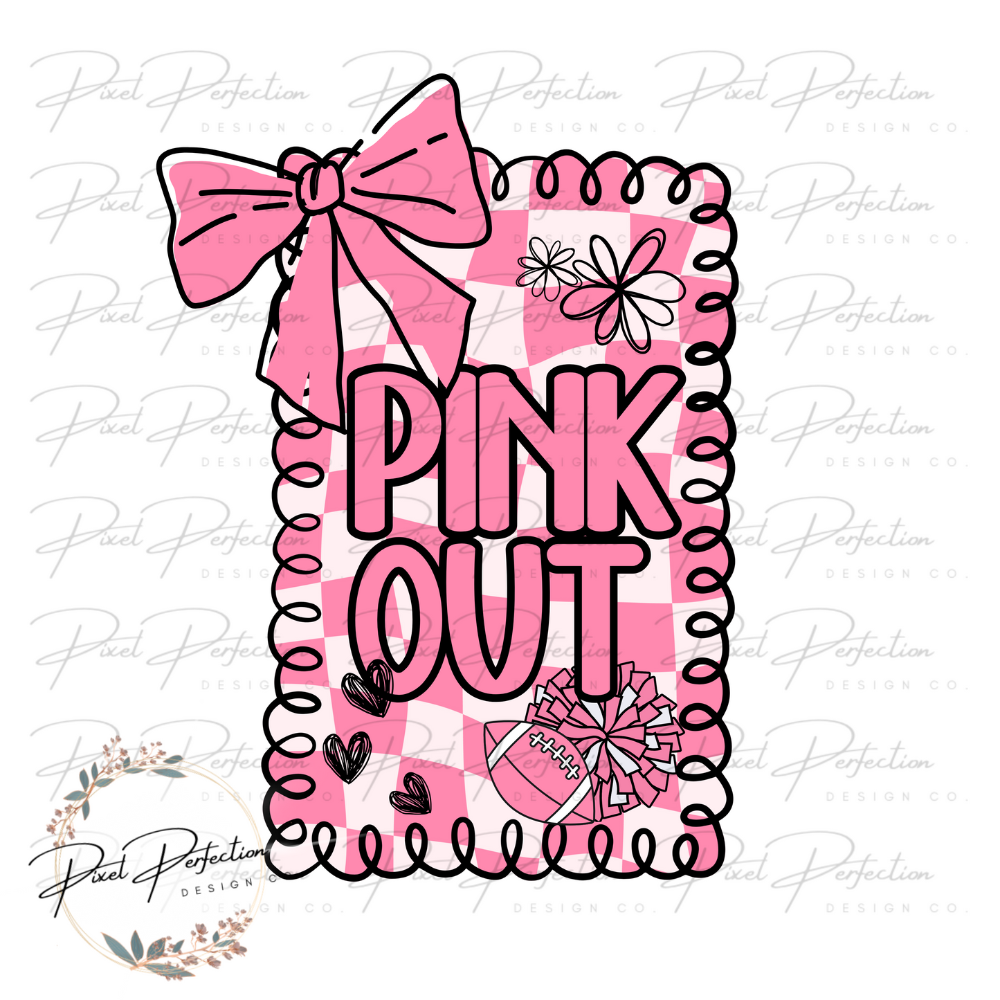 Pinkout preppy frame coquette bow #2 png