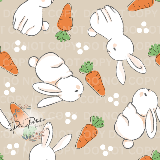 Neutral bunnies and carrots Easter seamless