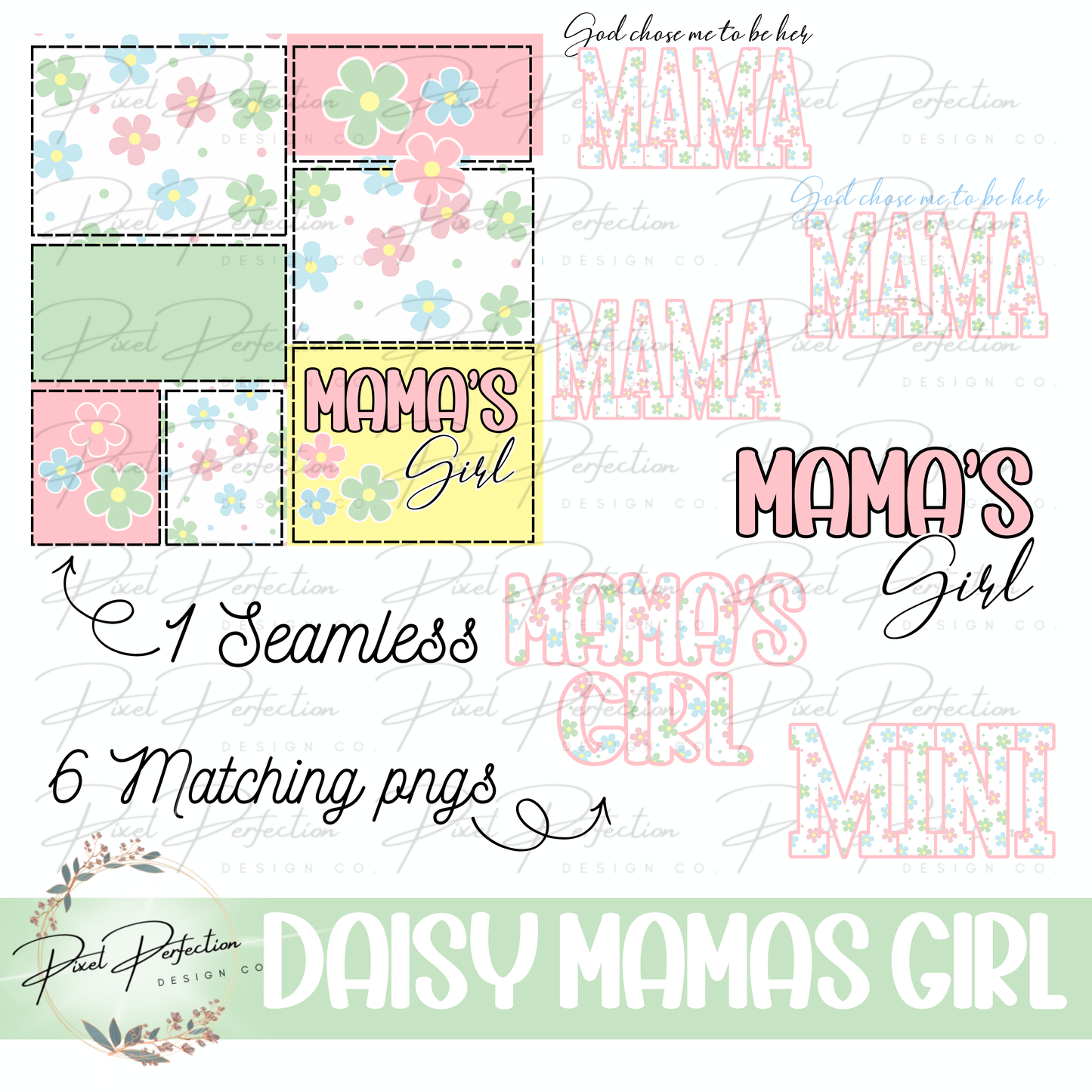 Spring floral retro daisy mamas girl bundle