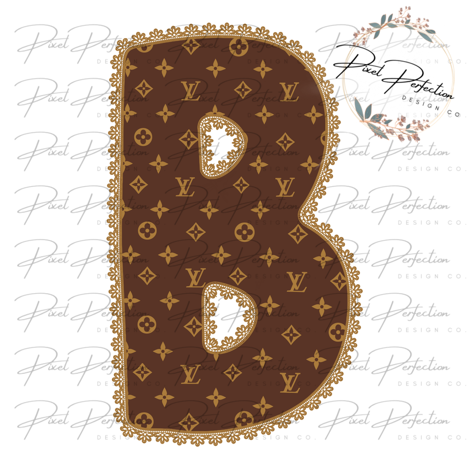 Boujee brown and tan alphabet set with lace border