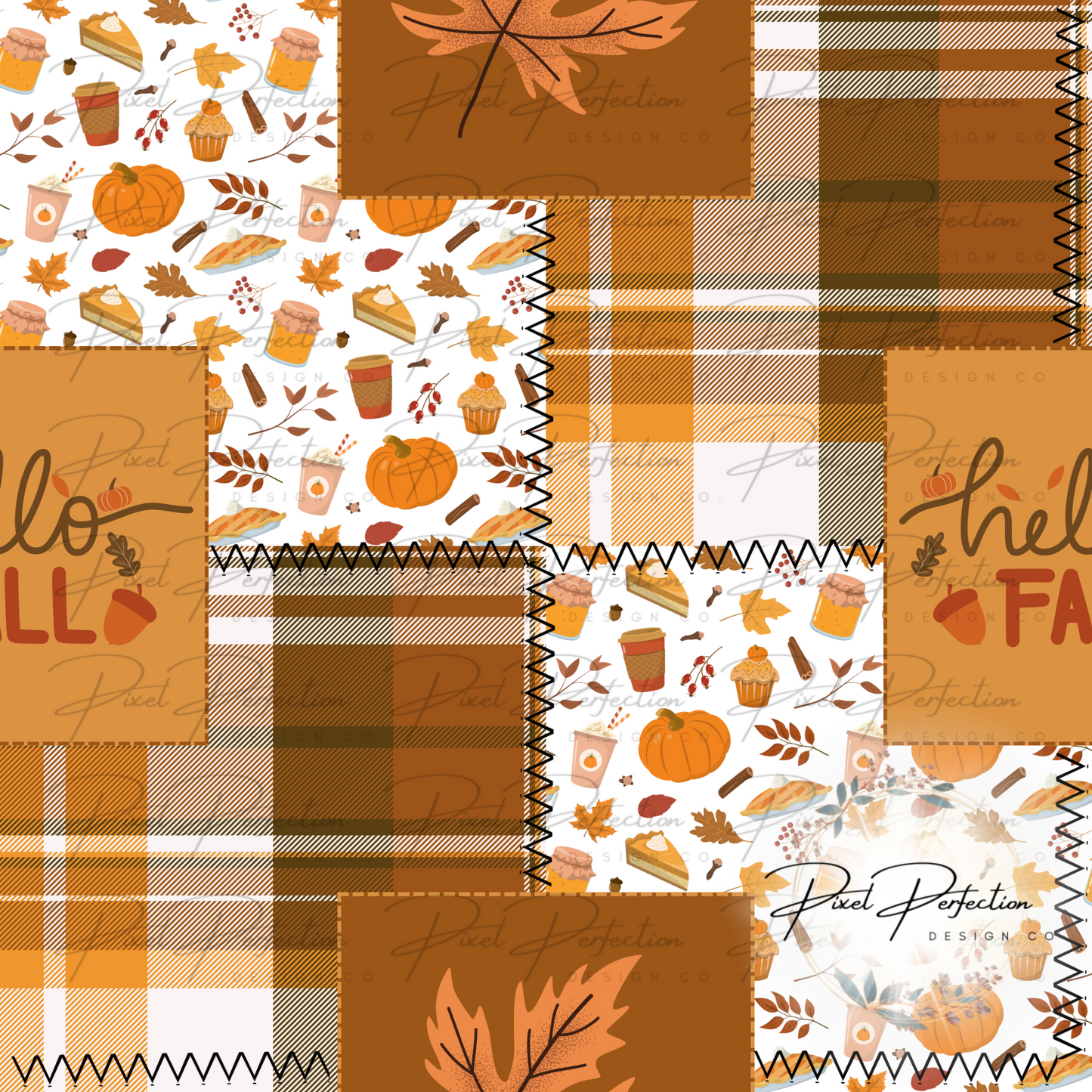 Fall quilted patchwork seamless design