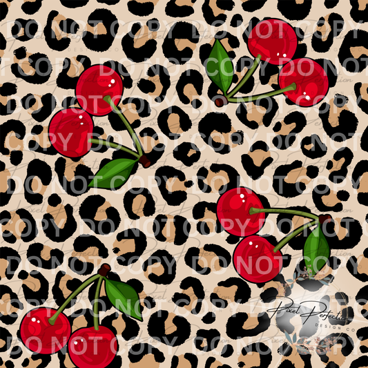 Leopard print and cherries seamless