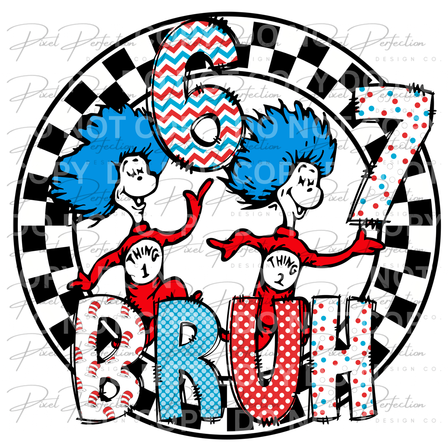 Dr Seuss read across America thing 1 67 bruh checkered png