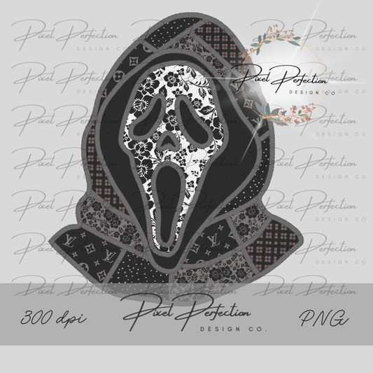 Boujee Patchwork Ghostface faux embroidery png