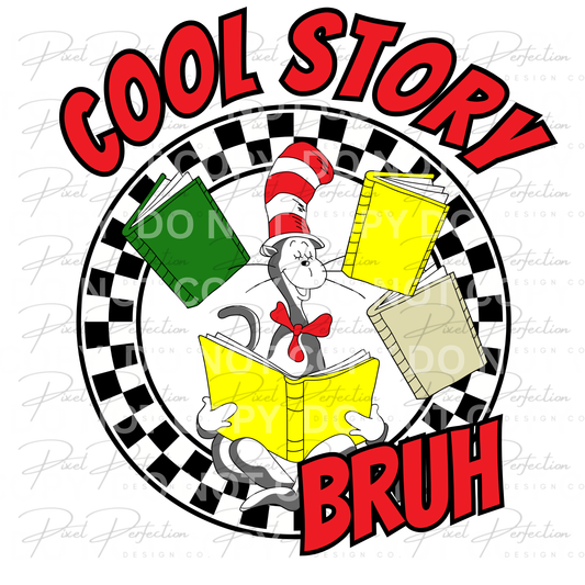 Dr Seuss read across America cat in the hat cool story bruh checkered circle png
