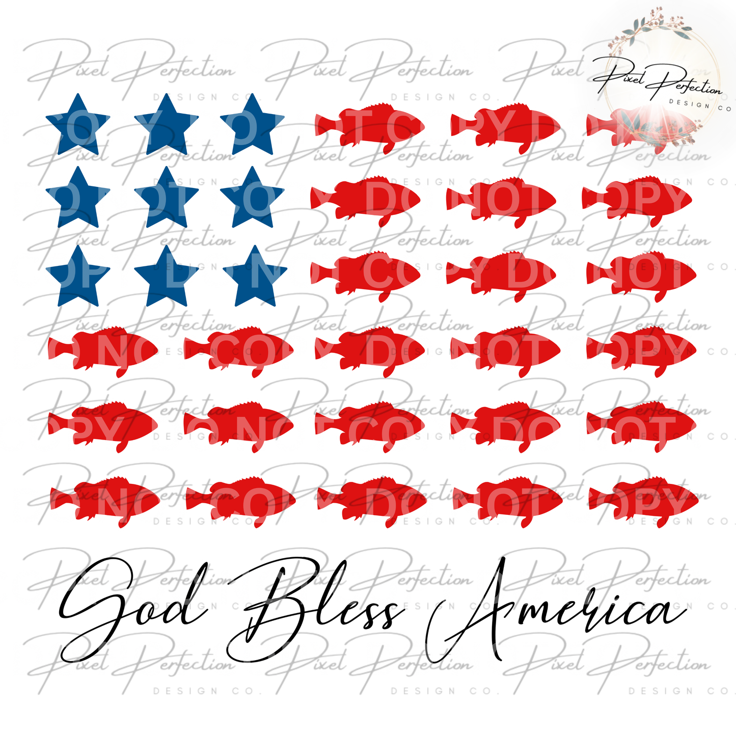 Fourth of July God bless America fish flag png
