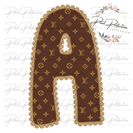 Boujee brown and tan alphabet set with lace border