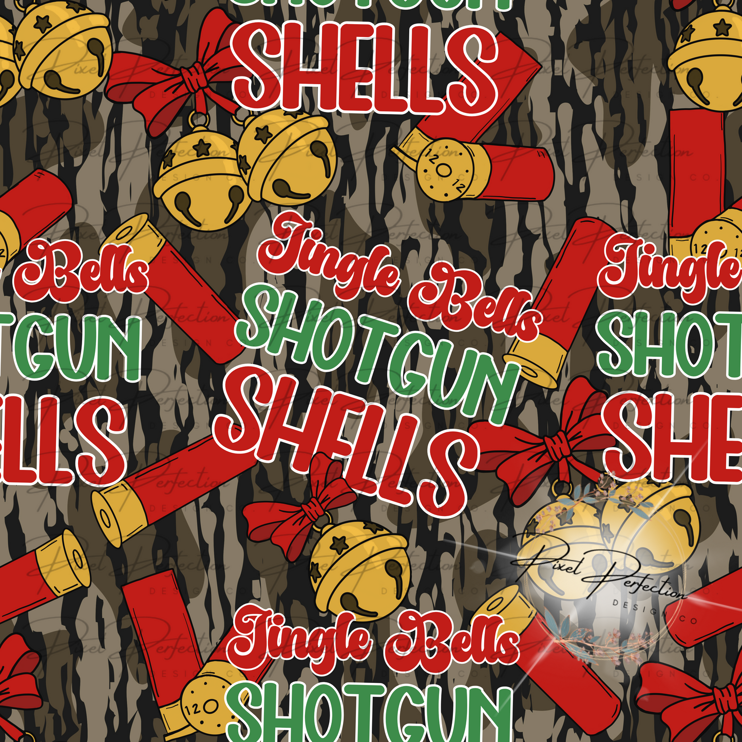 Jingle bells shotgun shells girlie seamless design