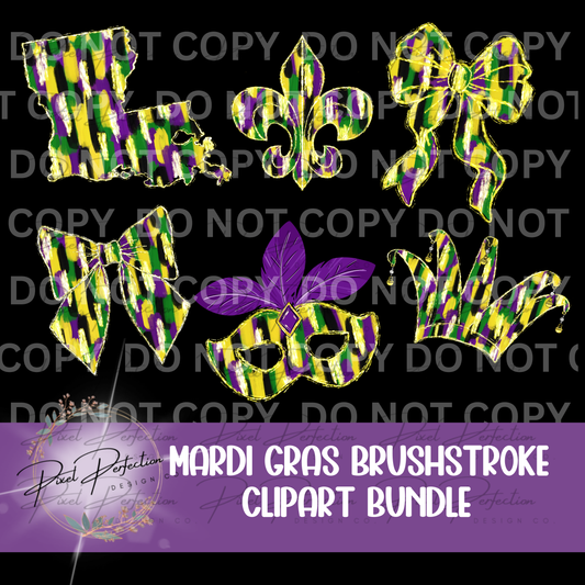 Mardi Gras brushstroke clipart bundle