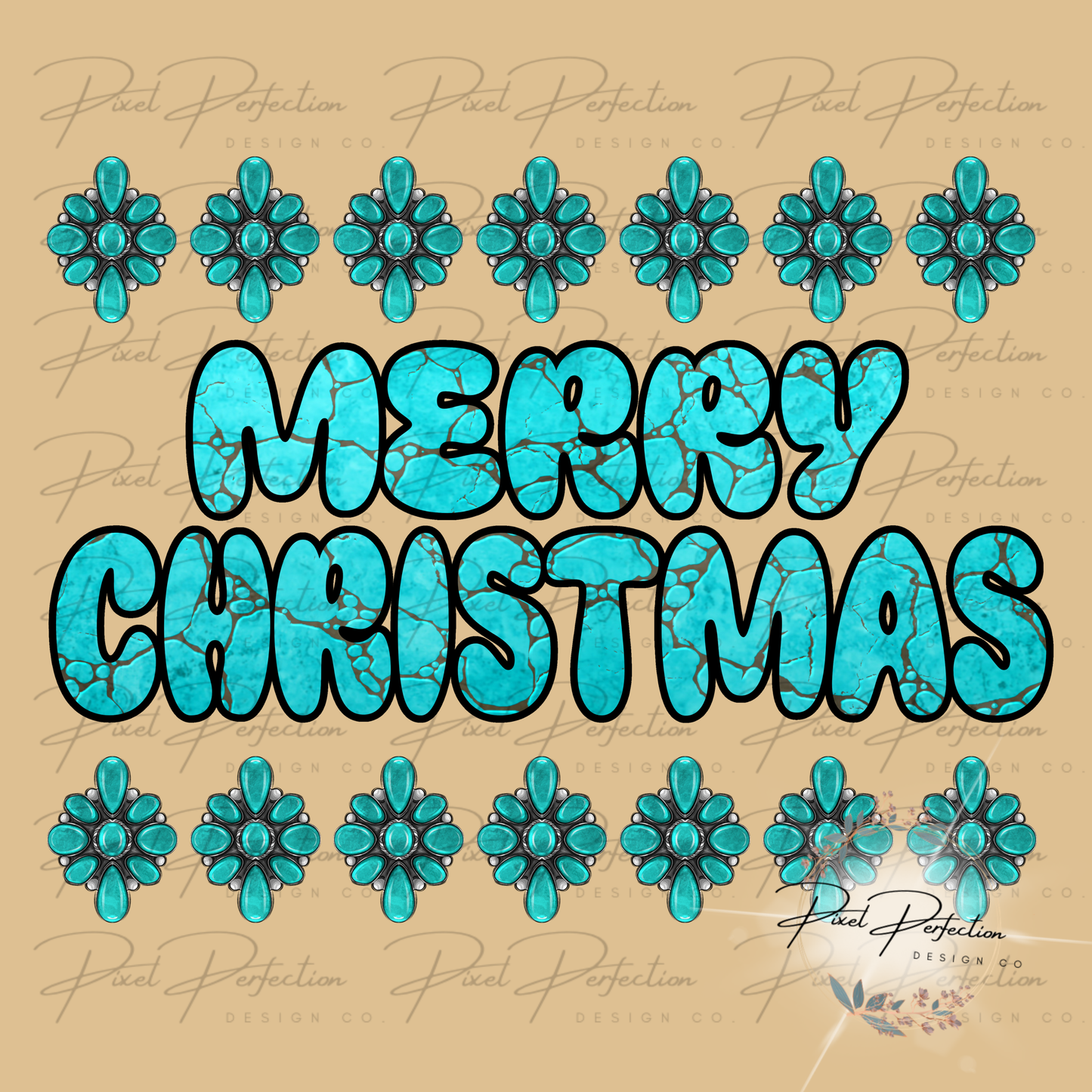 Turquoise western Merry Christmas PNG