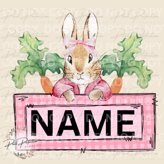 Girl Vintage peter rabbit Easter name plate png