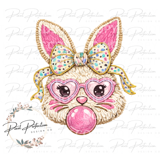 Faux yarn girl Easter bunny png