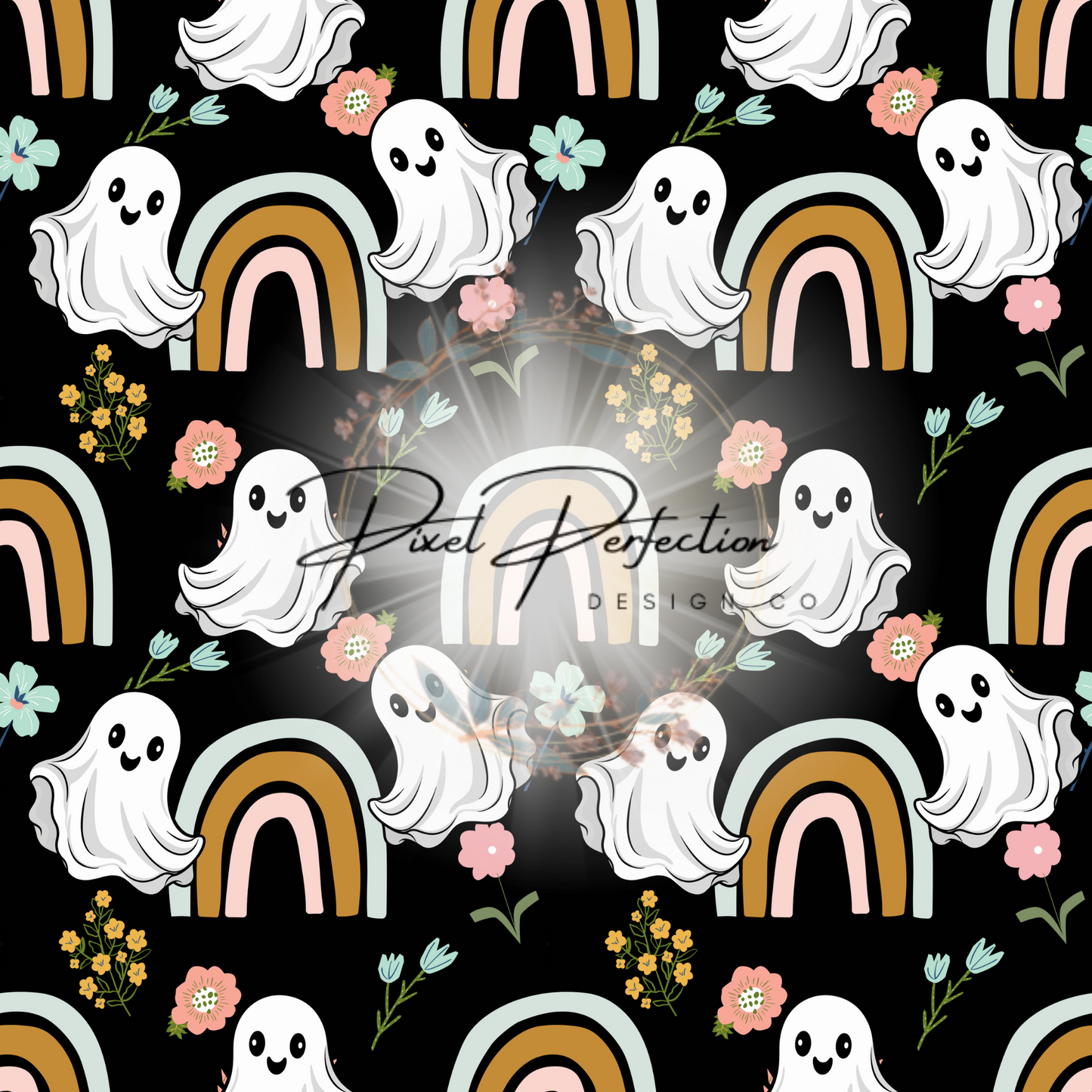 Ghost and rainbows seamless