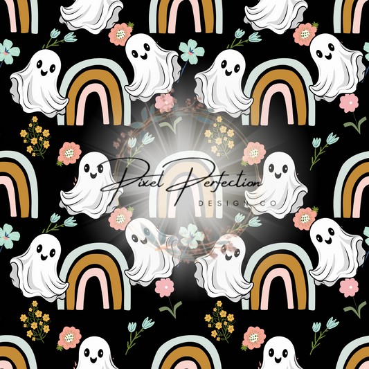 Ghost and rainbows seamless