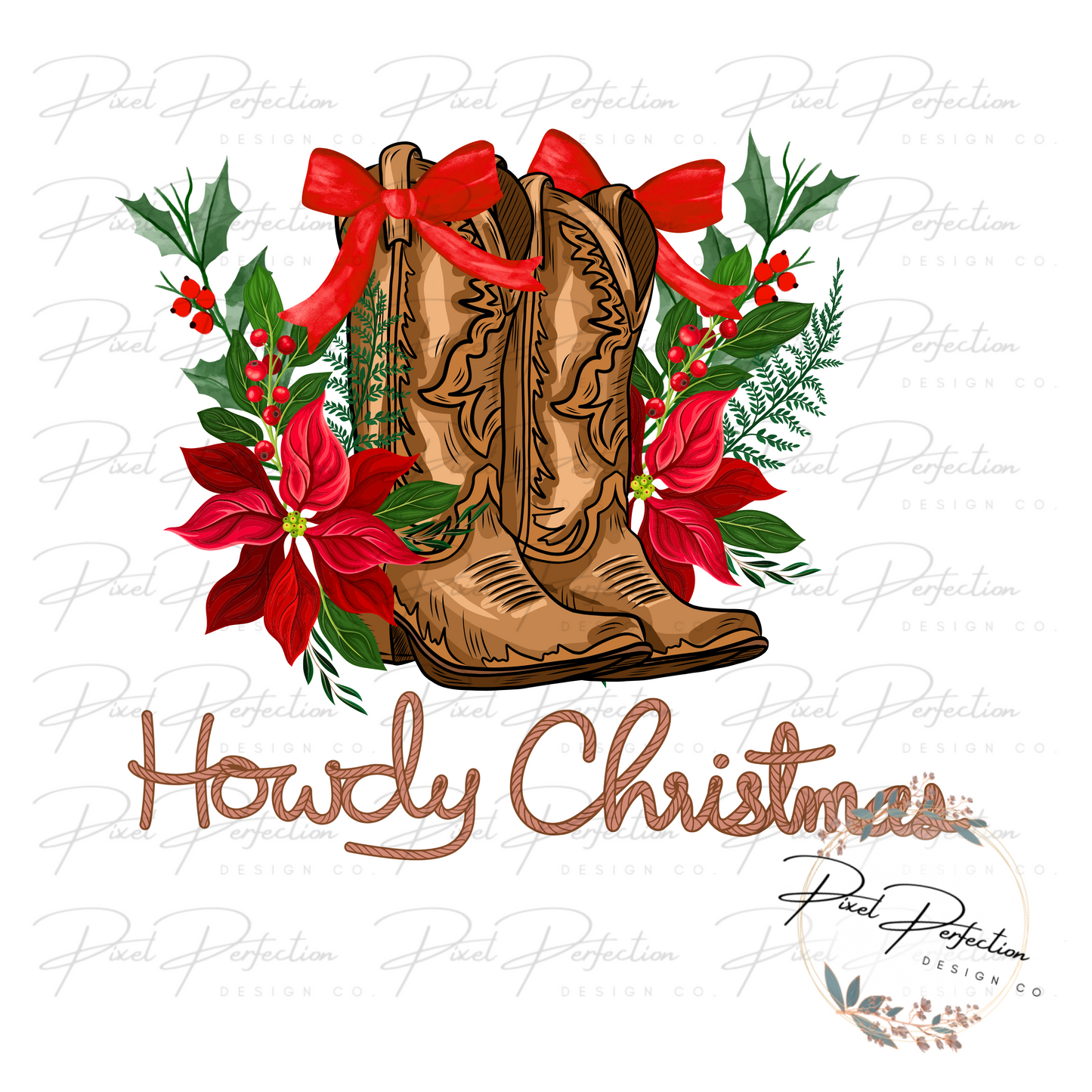 Western Christmas coquette boots PNG