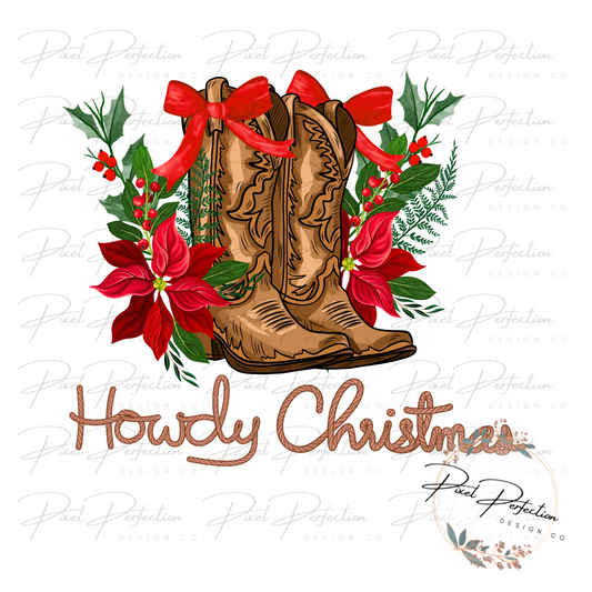 Western Christmas coquette boots PNG