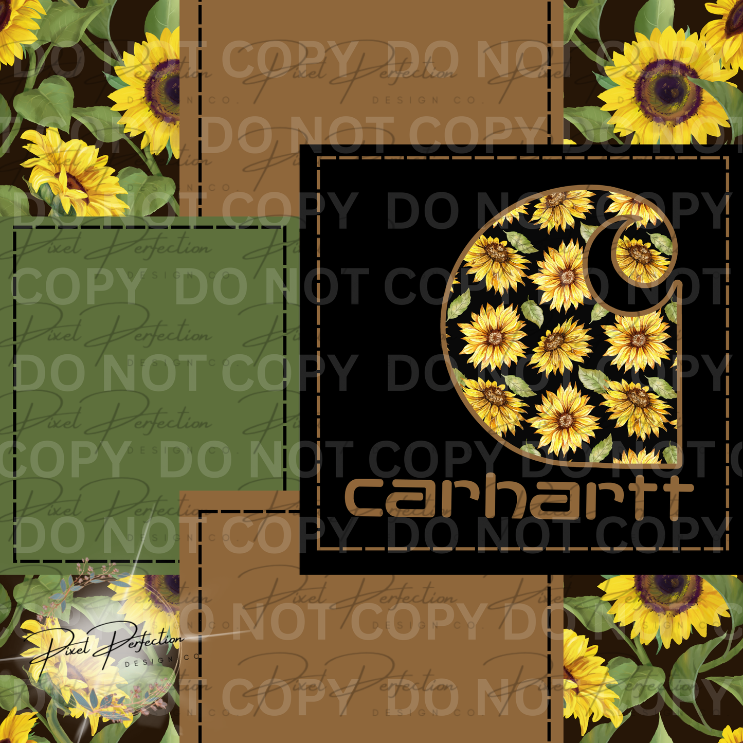 Blue collar Sunflower patchwork seamless