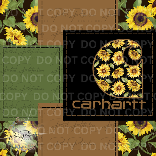 Blue collar Sunflower patchwork seamless