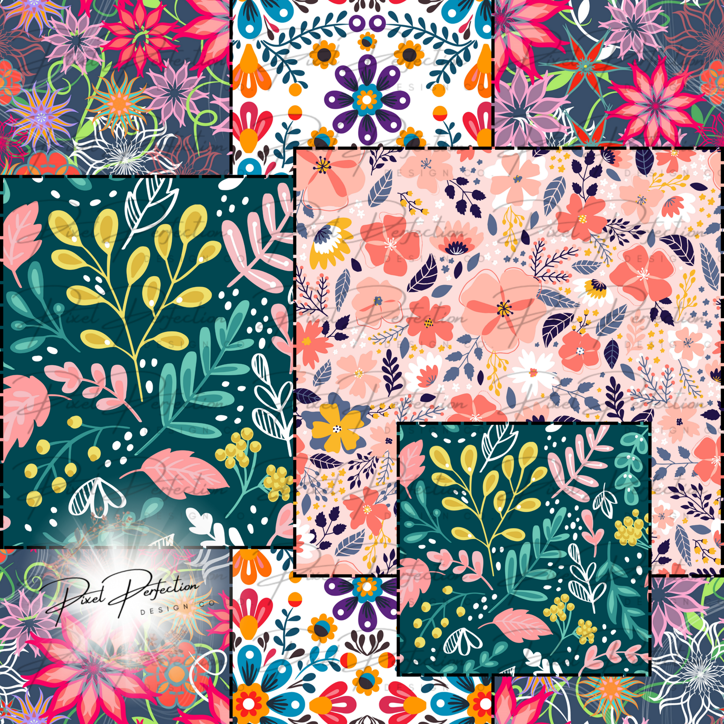 Spring Colorful patchwork seamless