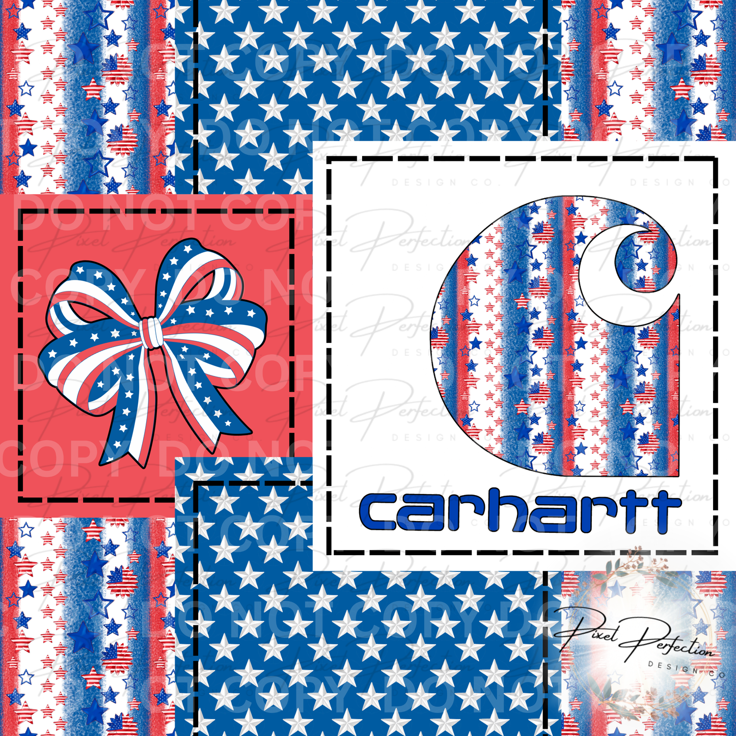 Blue collar red white and blue girlie patchwork seamless