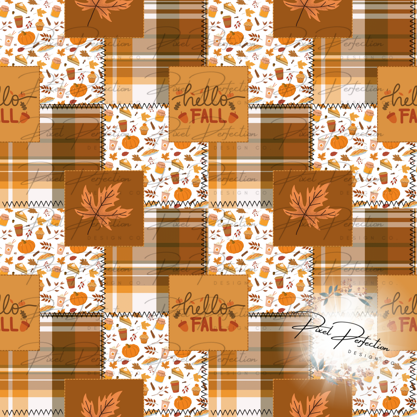 Fall quilted patchwork seamless design