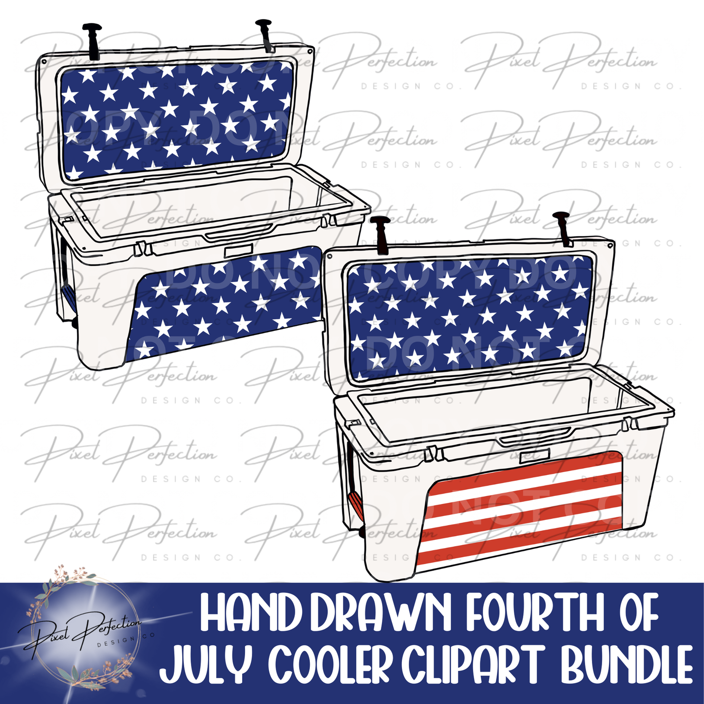 Fourth of July cooler clipart bundle