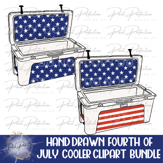 Fourth of July cooler clipart bundle