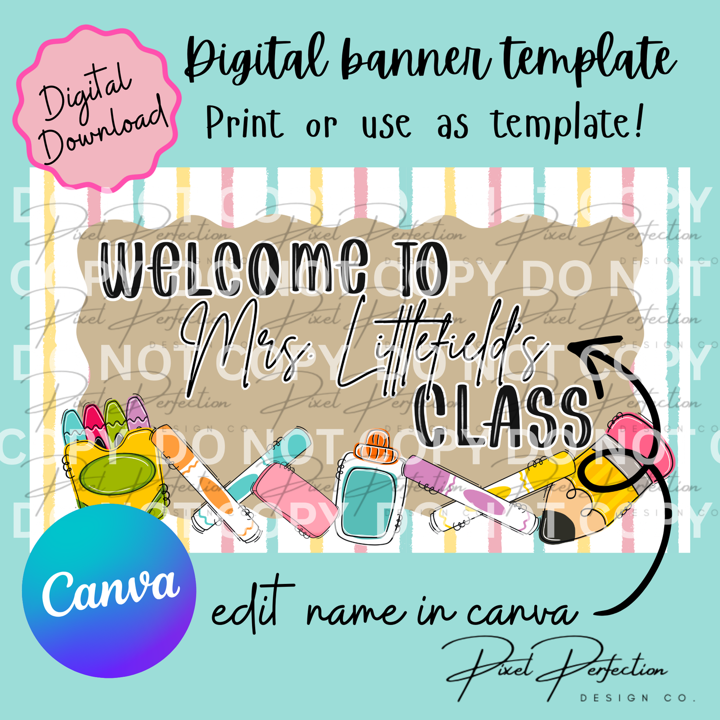 Back to school welcome to editable name canva banner template