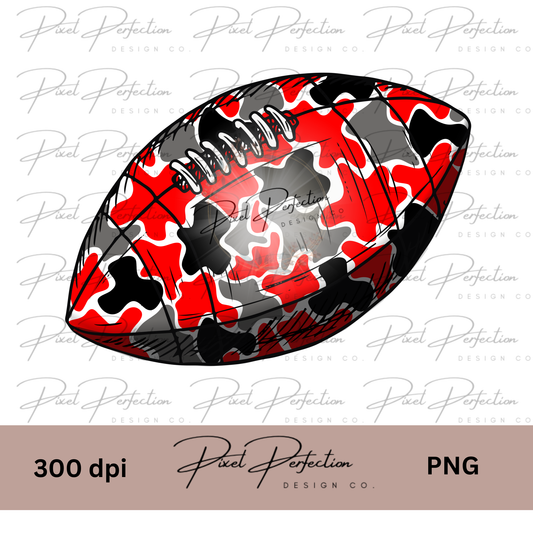Red black and white Camo football png
