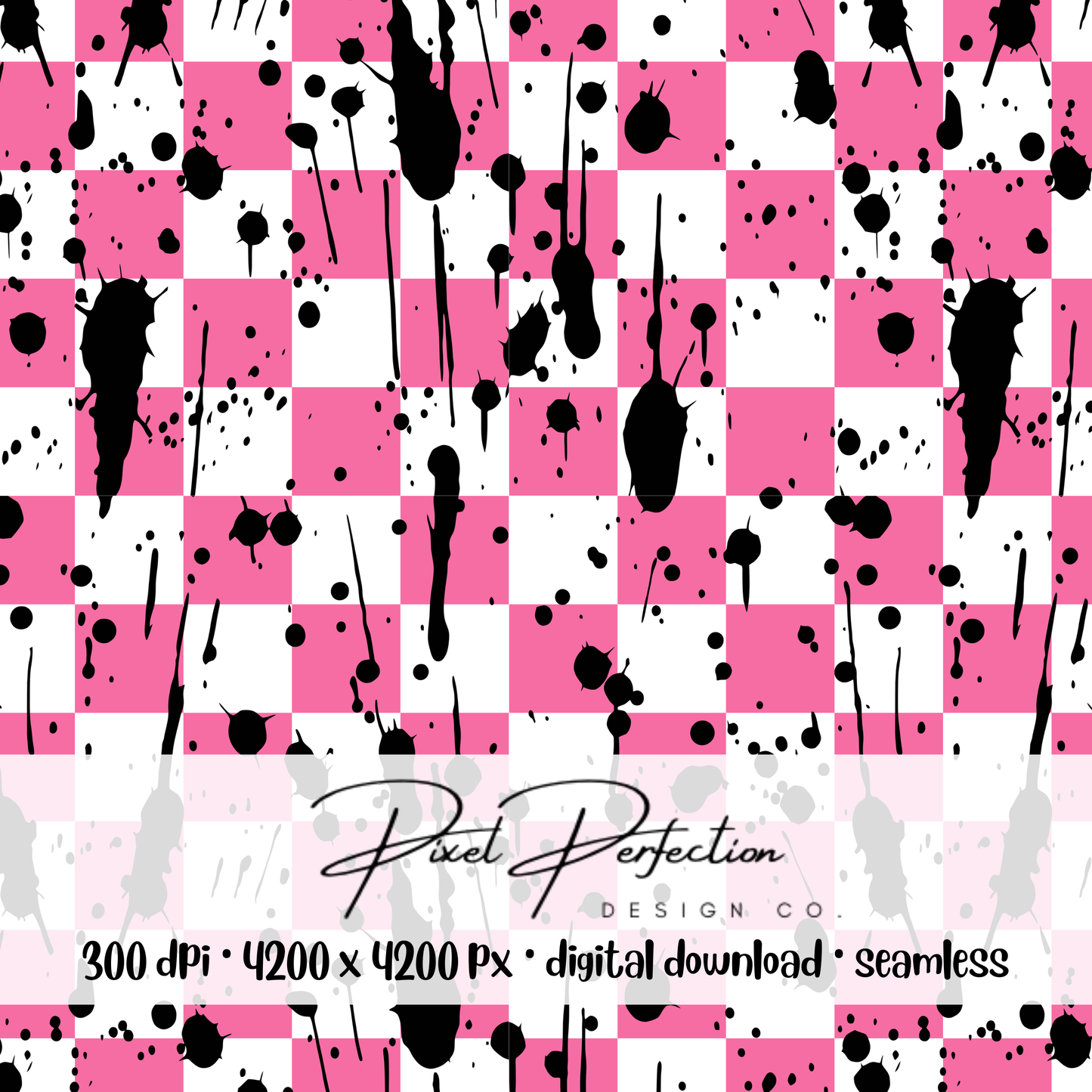 Coordinating Ghostface pink checkered splatter seamless