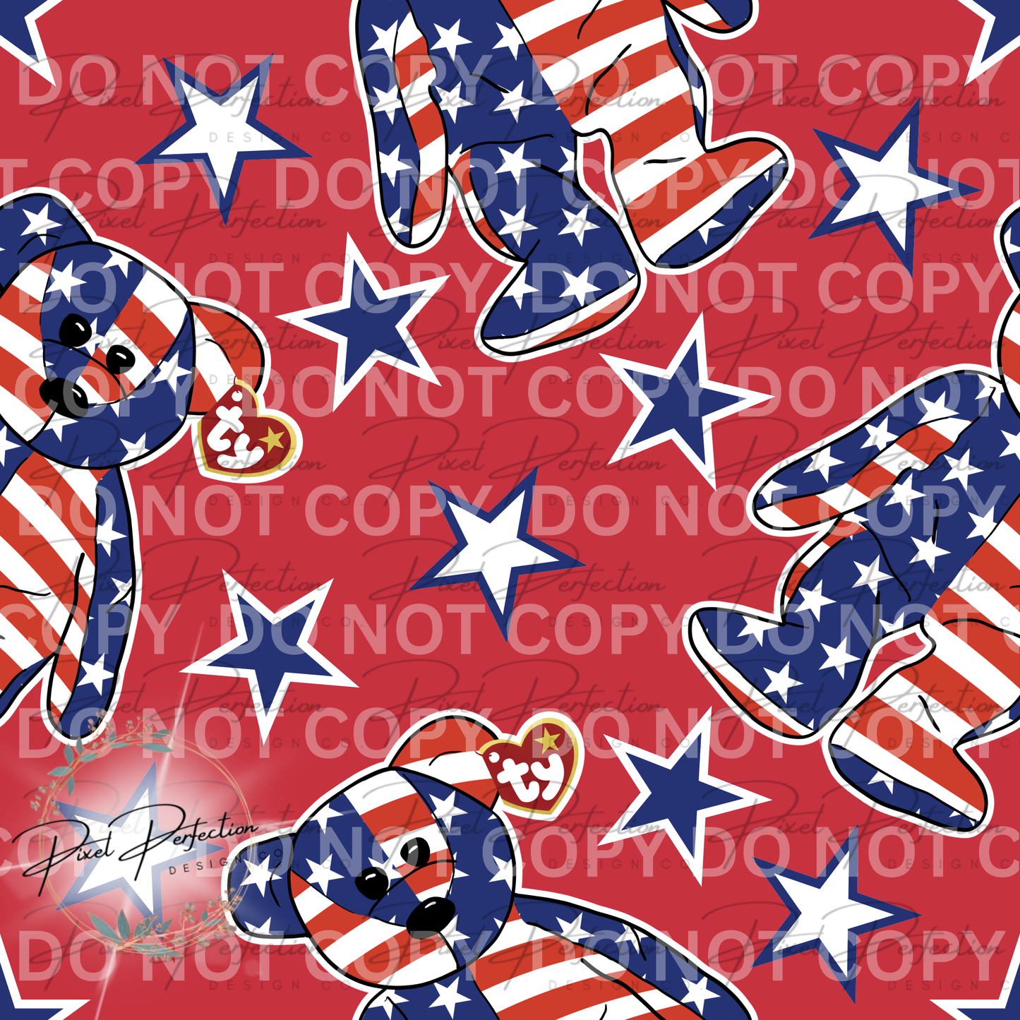 Fourth of July beanie baby and star seamless