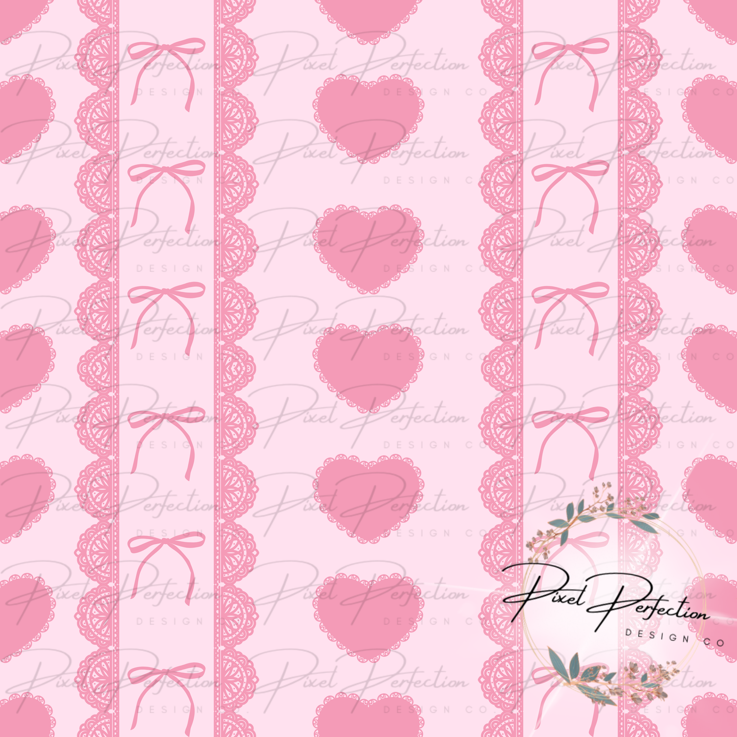 Pink lace and bows coquette valentines seamless