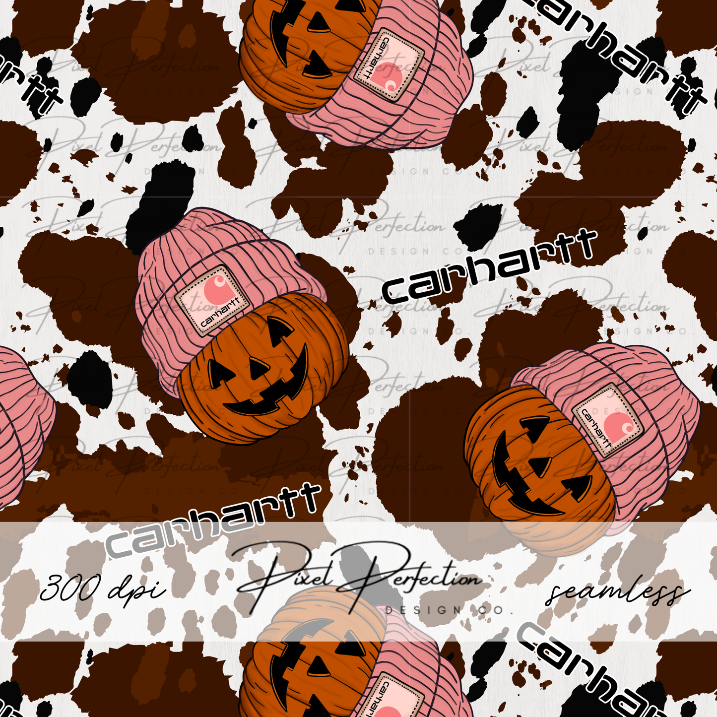 Blue collar girls fall pumpkin cowhide seamless