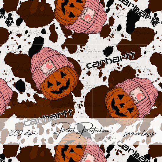 Blue collar girls fall pumpkin cowhide seamless