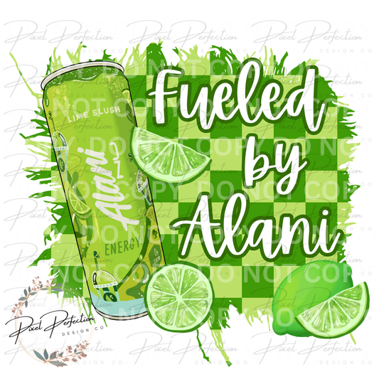 Lime slush Alani fueled by Alani with limes