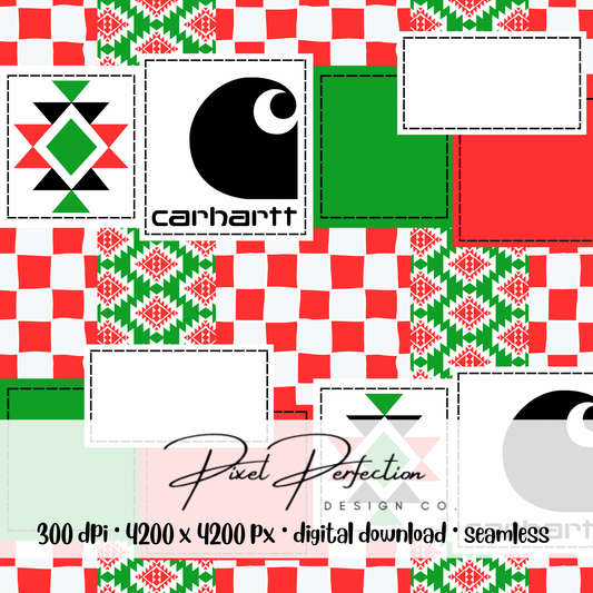 Christmas Aztec Blue collar patchwork seamless