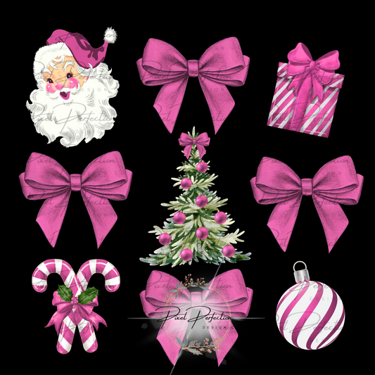 Pink coquette Christmas PNG