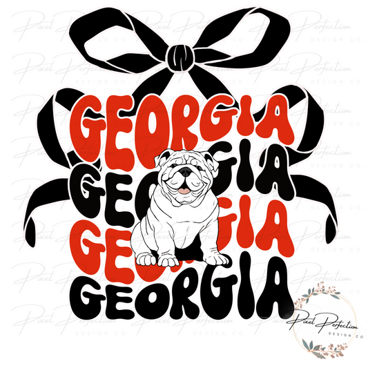 Georgia Football coquette Bow hand drawn #2 PNG