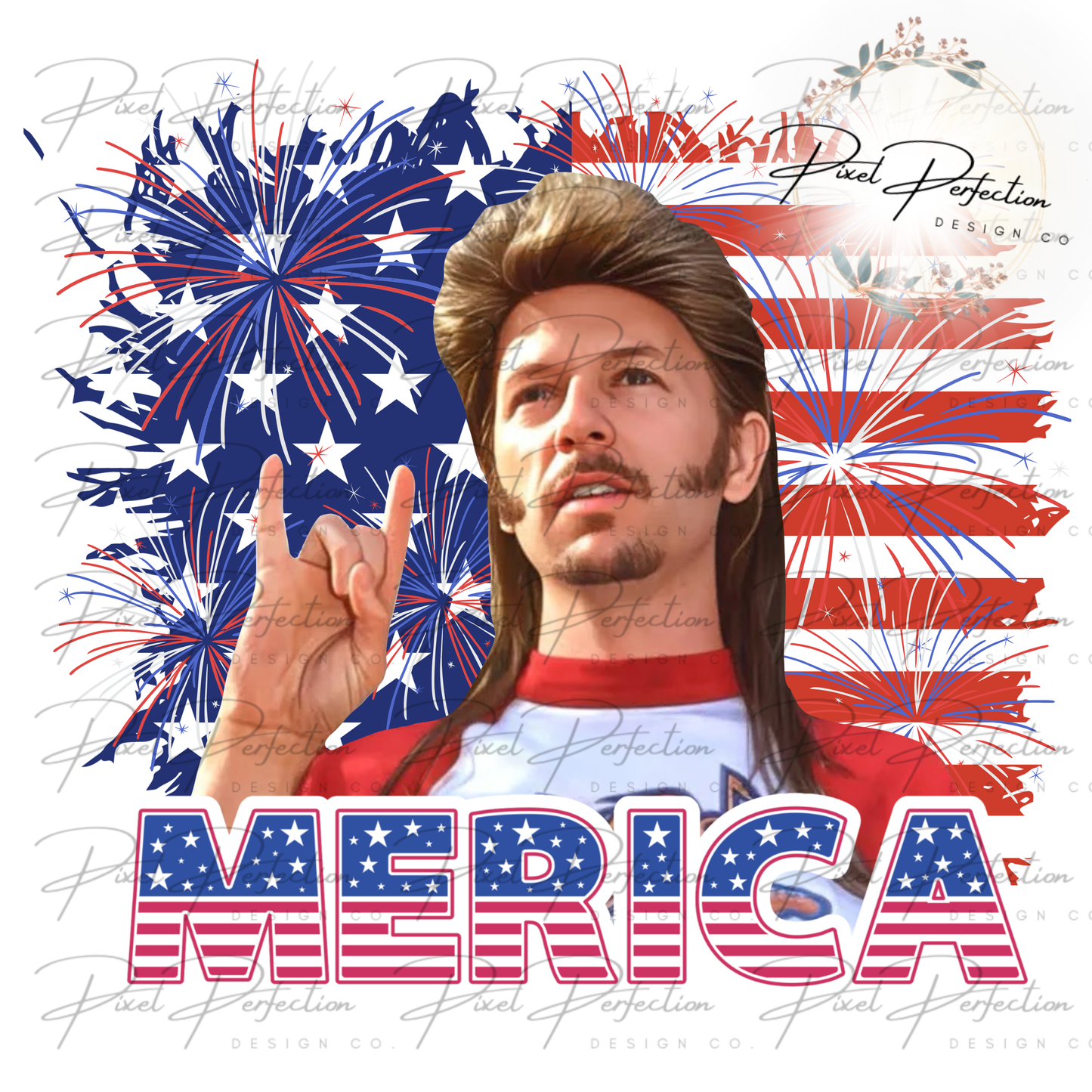 Fourth of July Joe dirt Merica with flag and fireworks png
