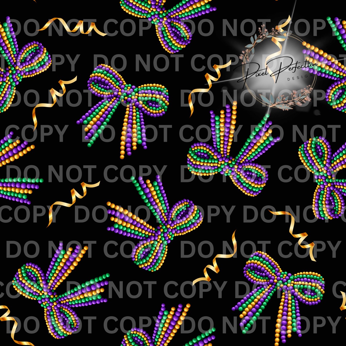 Mardi Gras bead bow seamless